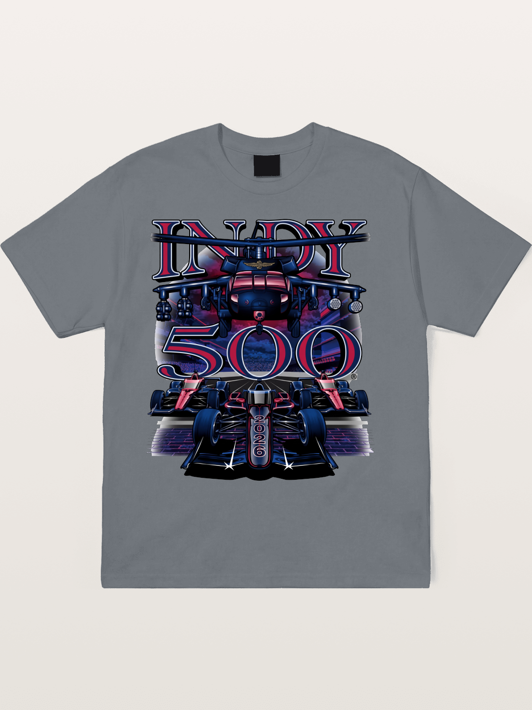 Indy 500 2026 Race Car Neon Art Cotton T-shirt