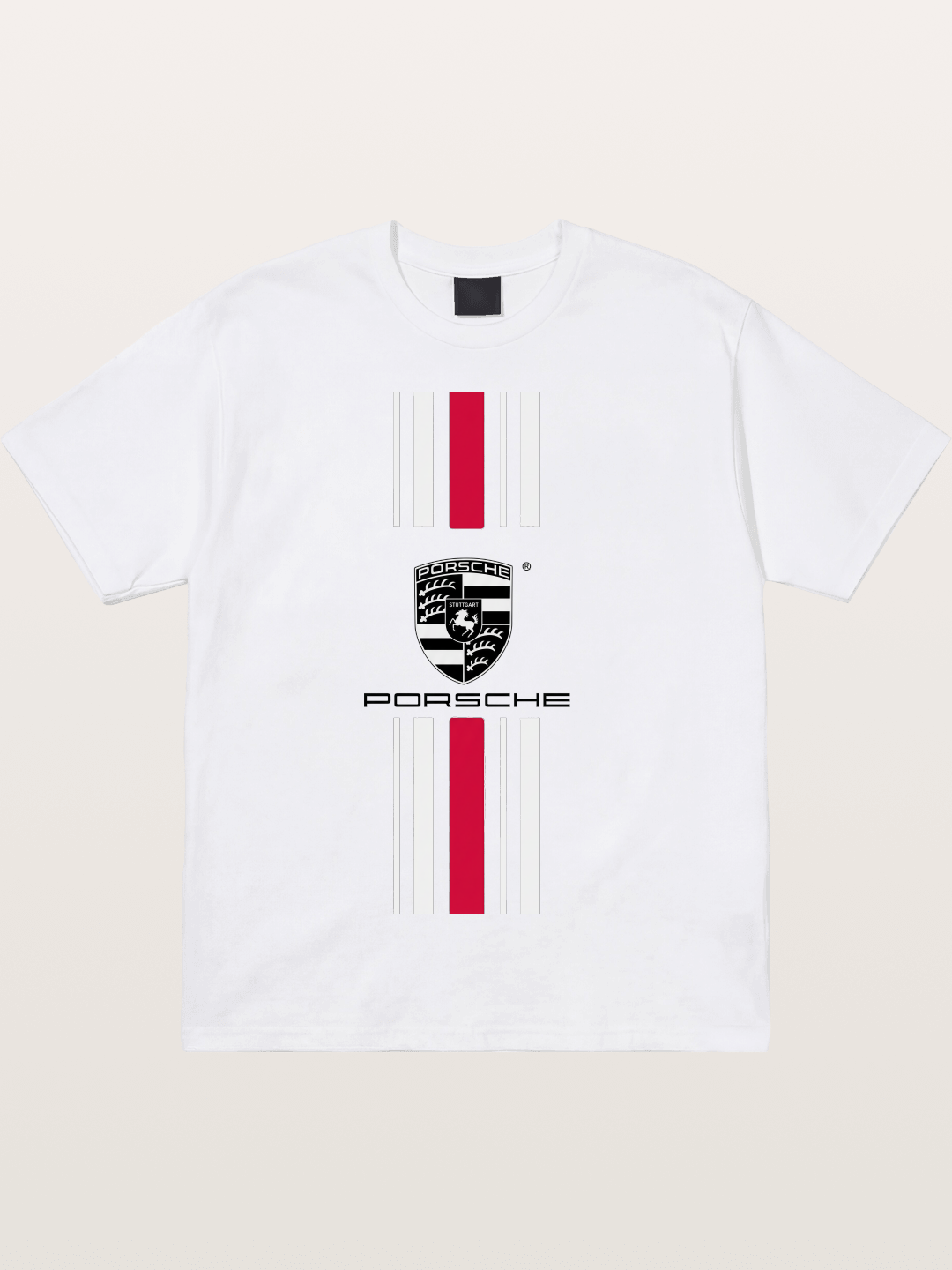 Porsche Crest Striped Design Cotton T-shirt
