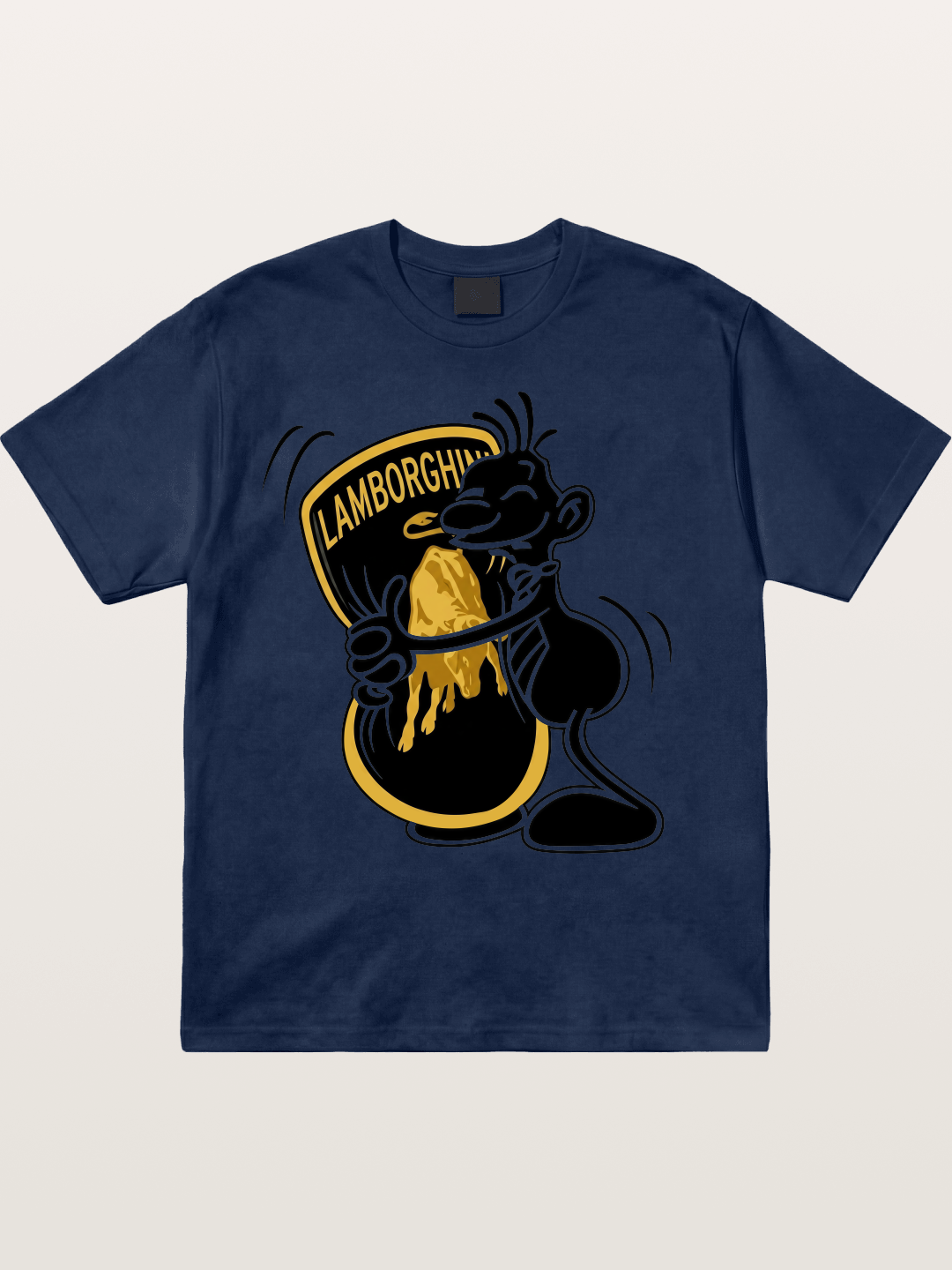 Cartoon Hugs Lamborghini Logo Cotton T-shirt