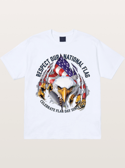 Ripped Flag Eagle Patriotic Print Gildan T-shirt