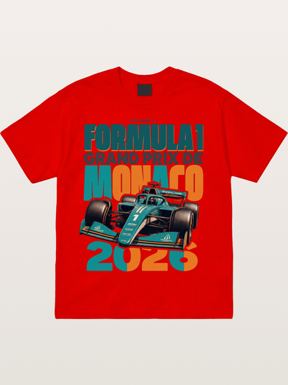 Teal Orange Monaco F1 Poster Cotton T-shirt---