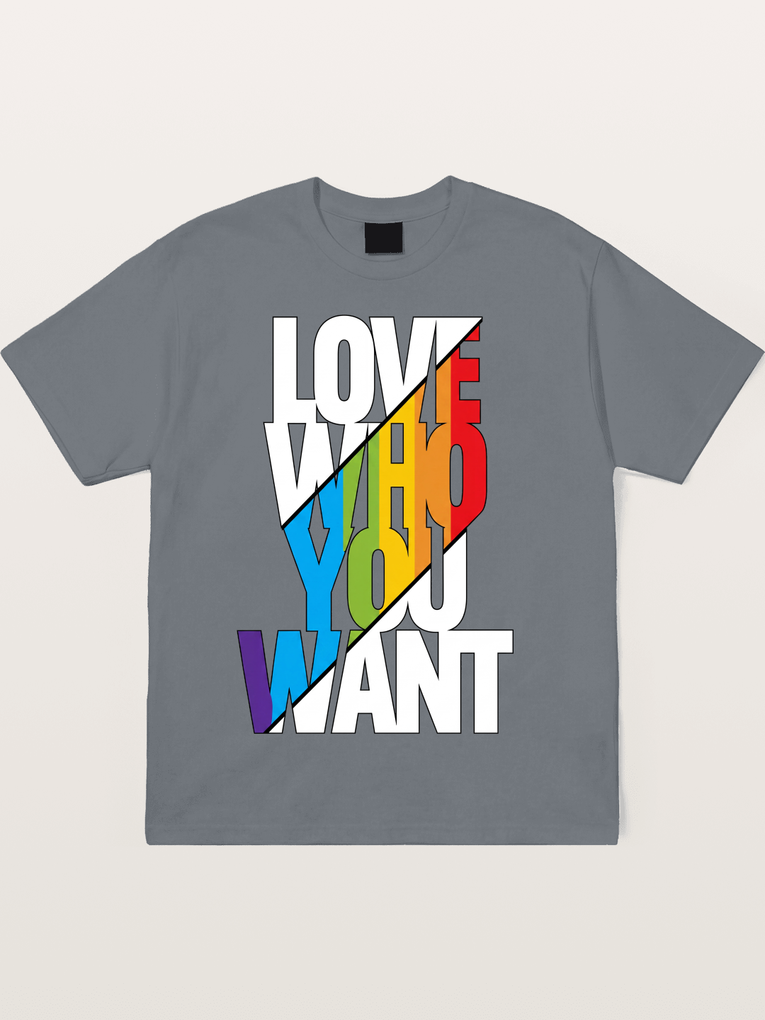 Love Who You Want Diagonal Print Cotton T-shirt