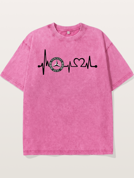 Mercedes Heartbeat Logo Art Washed T-shirt