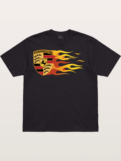 Porsche Crest With Flame Accents Cotton T-shirt