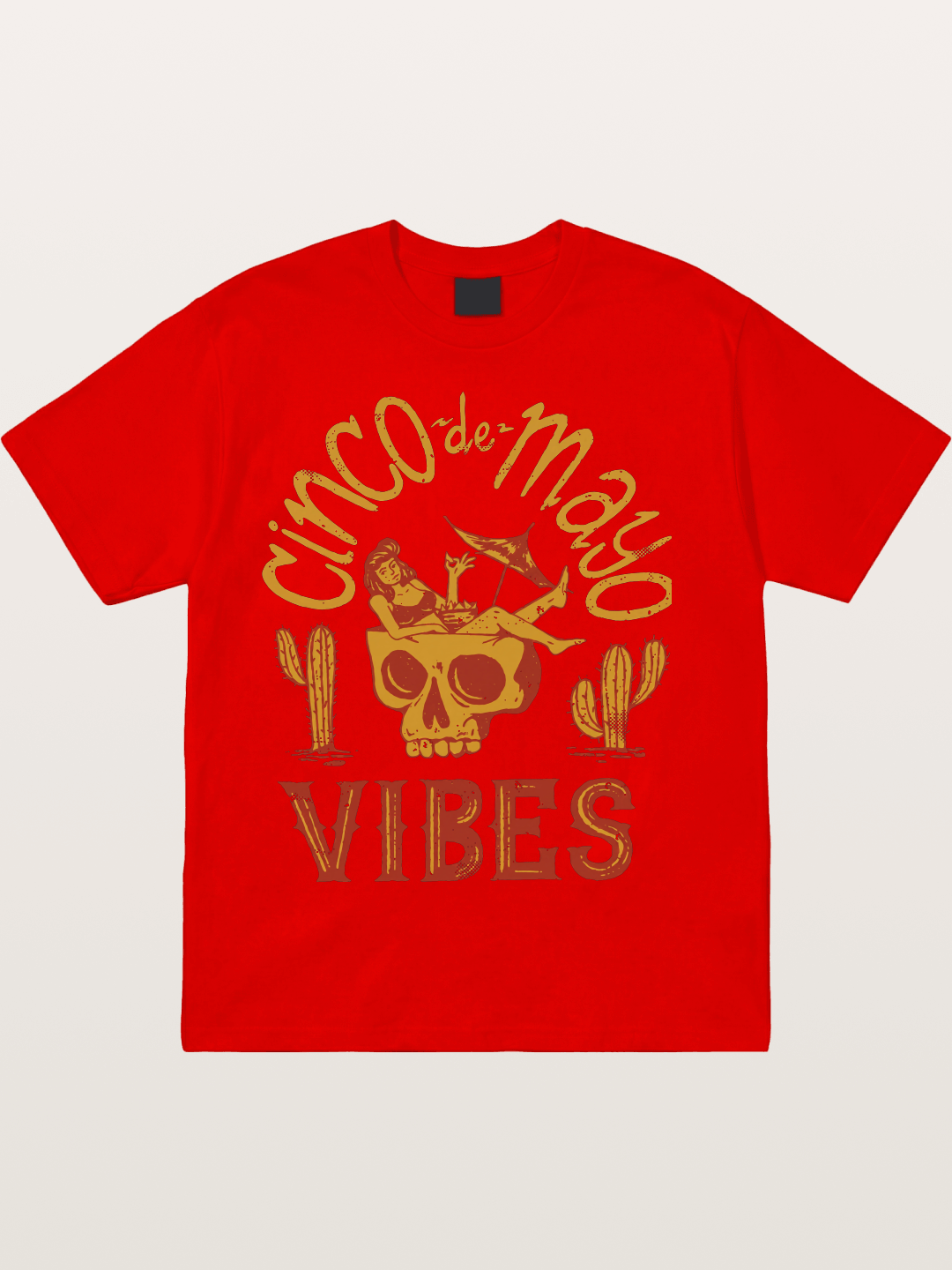 Cinco de Mayo Retro Skull Vibes Cotton T-shirt