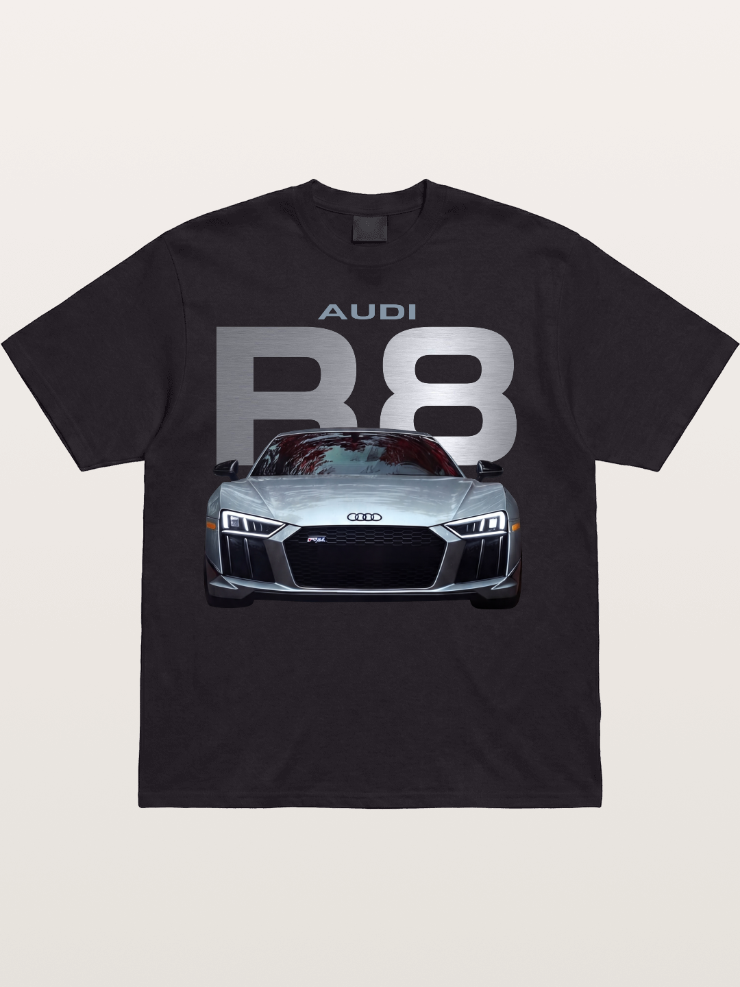 Audi R8 Silver Supercar Front Cotton T-shirt