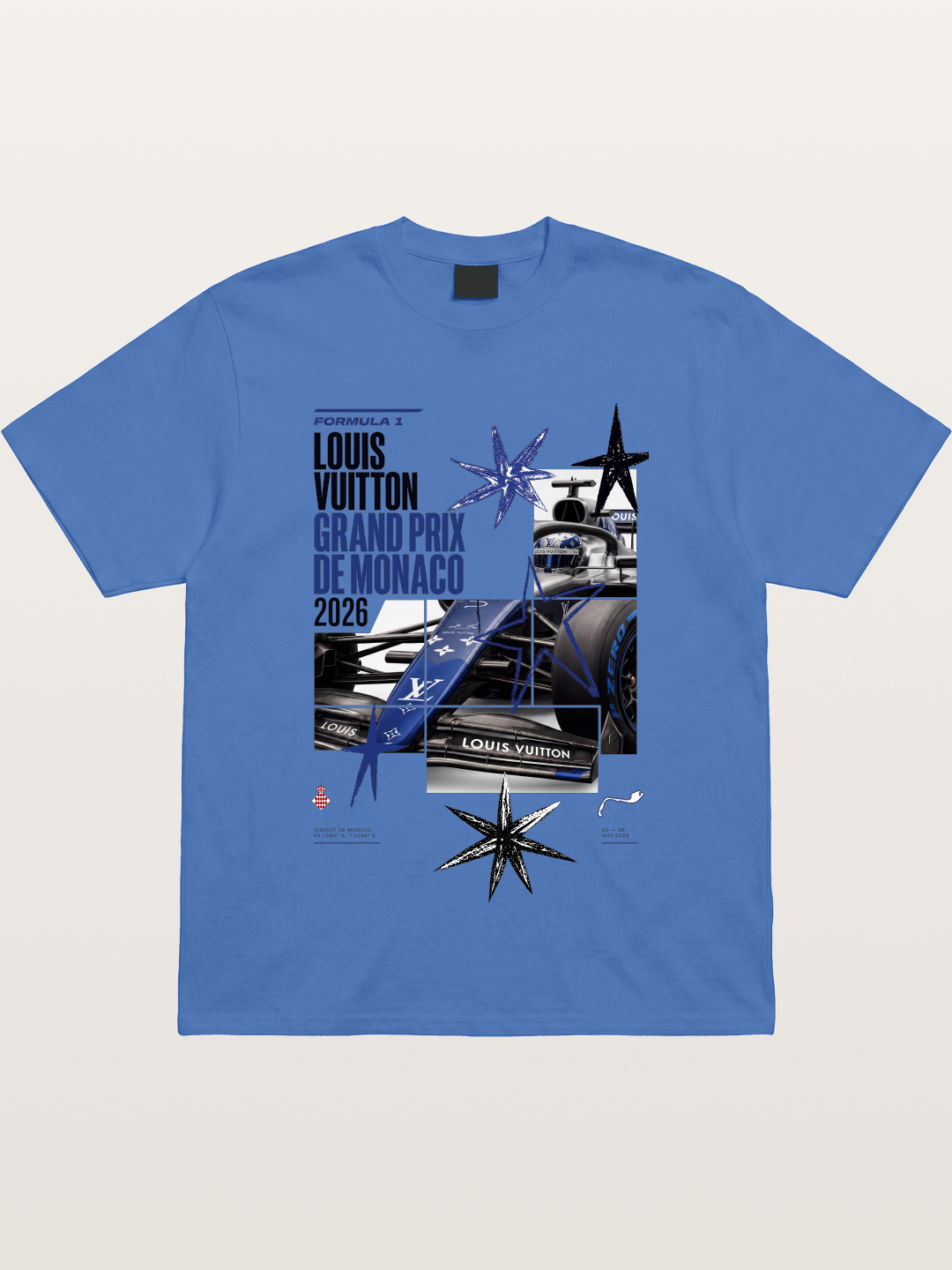 Blue LV F1 Monaco Poster Gildan T-shirt