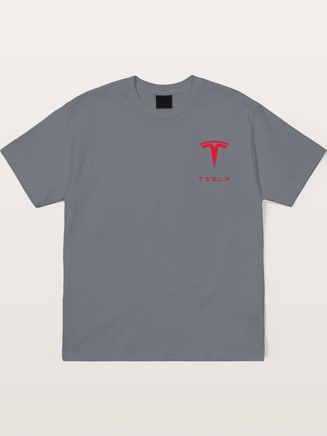 Tesla Red Logo Sticker Cotton T-shirt