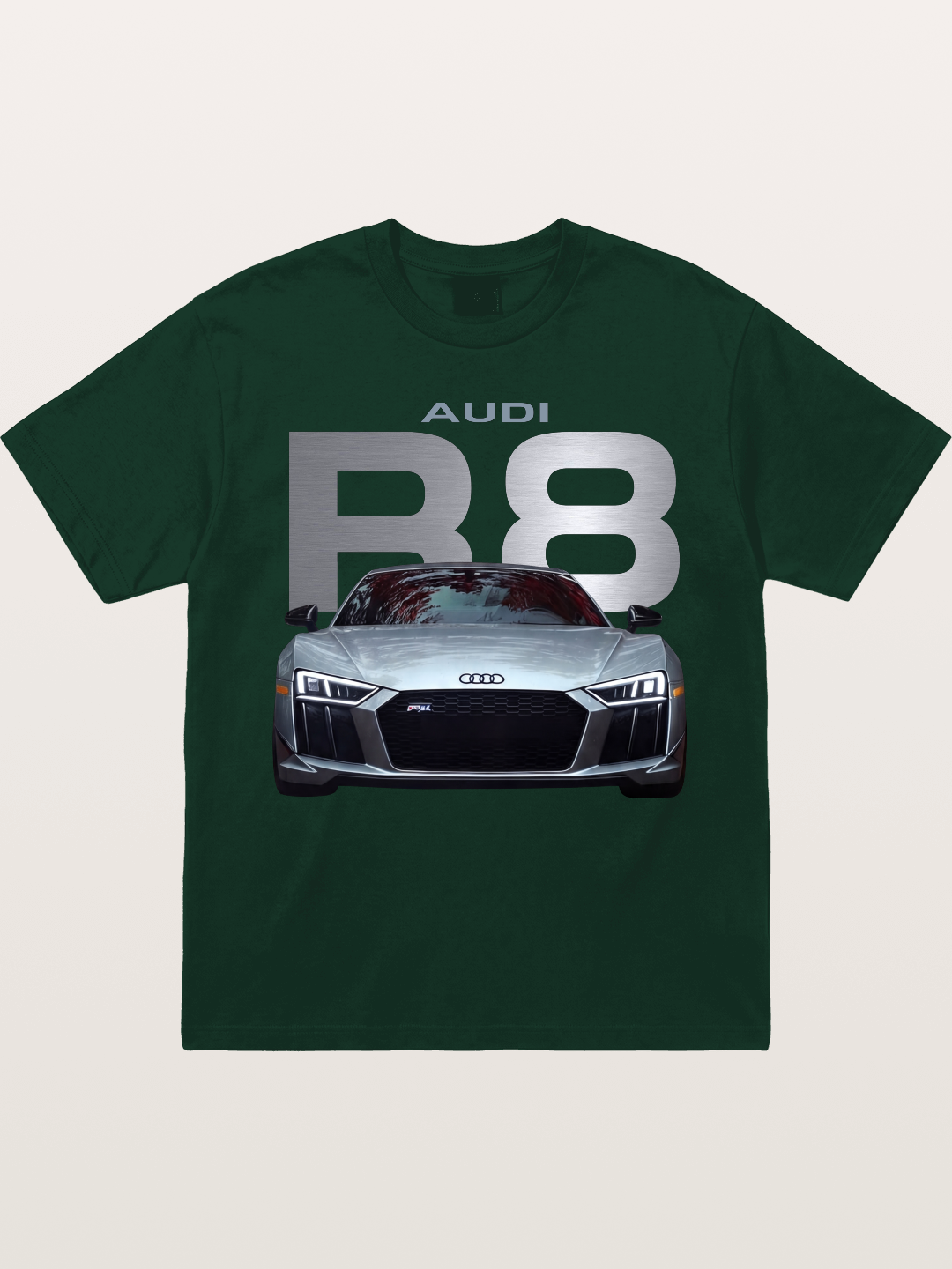 Audi R8 Silver Supercar Front Gildan T-shirt