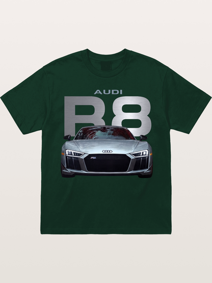 Audi R8 Silver Supercar Front Gildan T-shirt