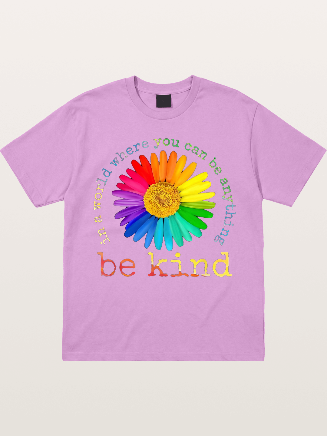 Rainbow Daisy Be Kind Quote Design Gildan T-shirt