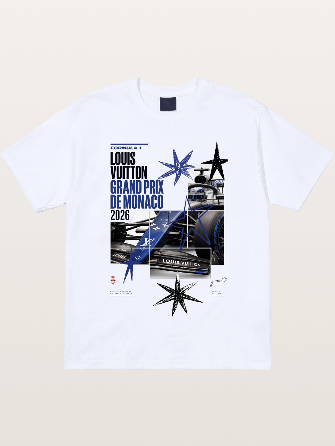 Blue LV F1 Monaco Poster Gildan T-shirt
