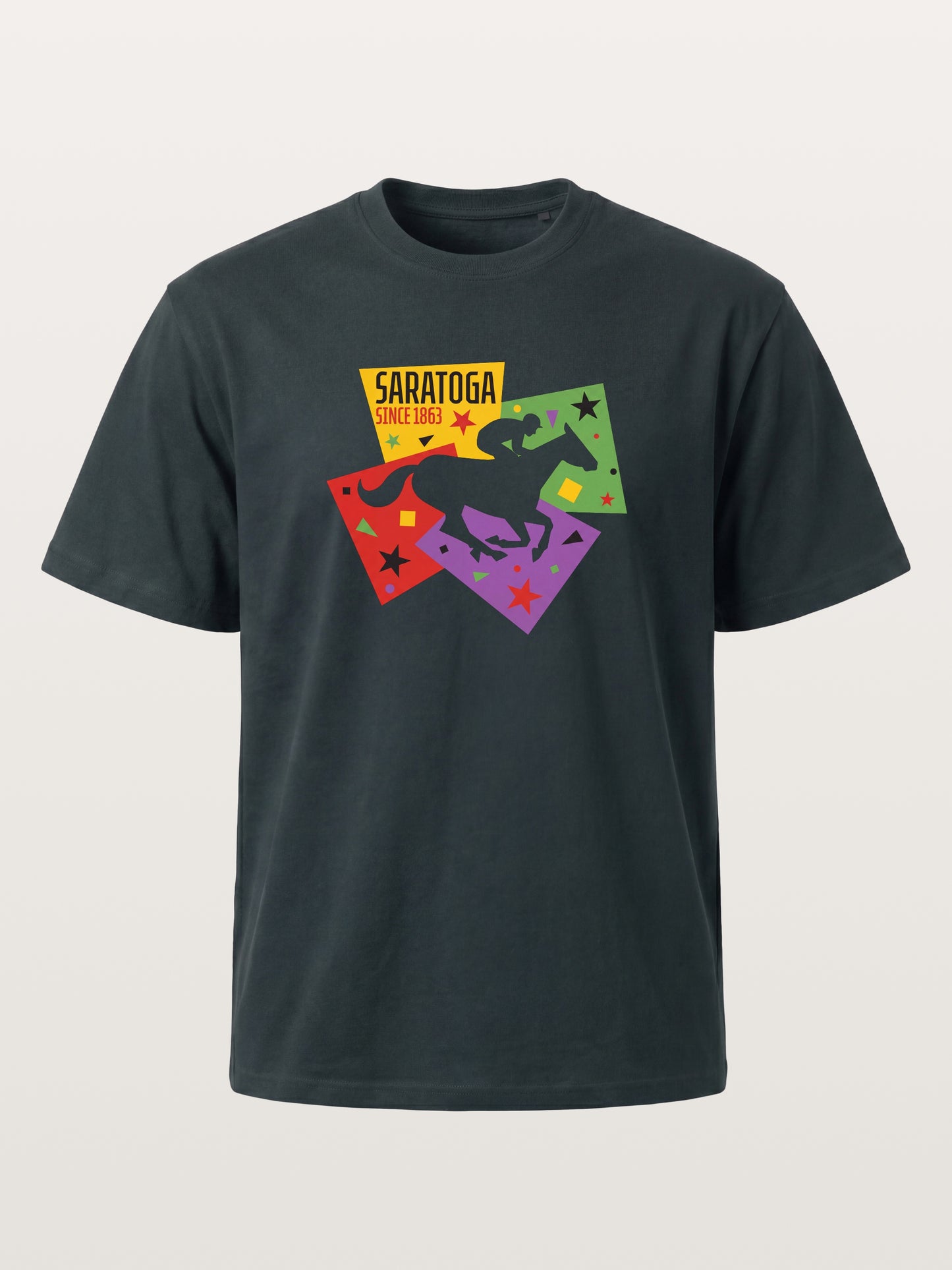 Saratoga Geometric Horse Rider Art Gildan T-shirt