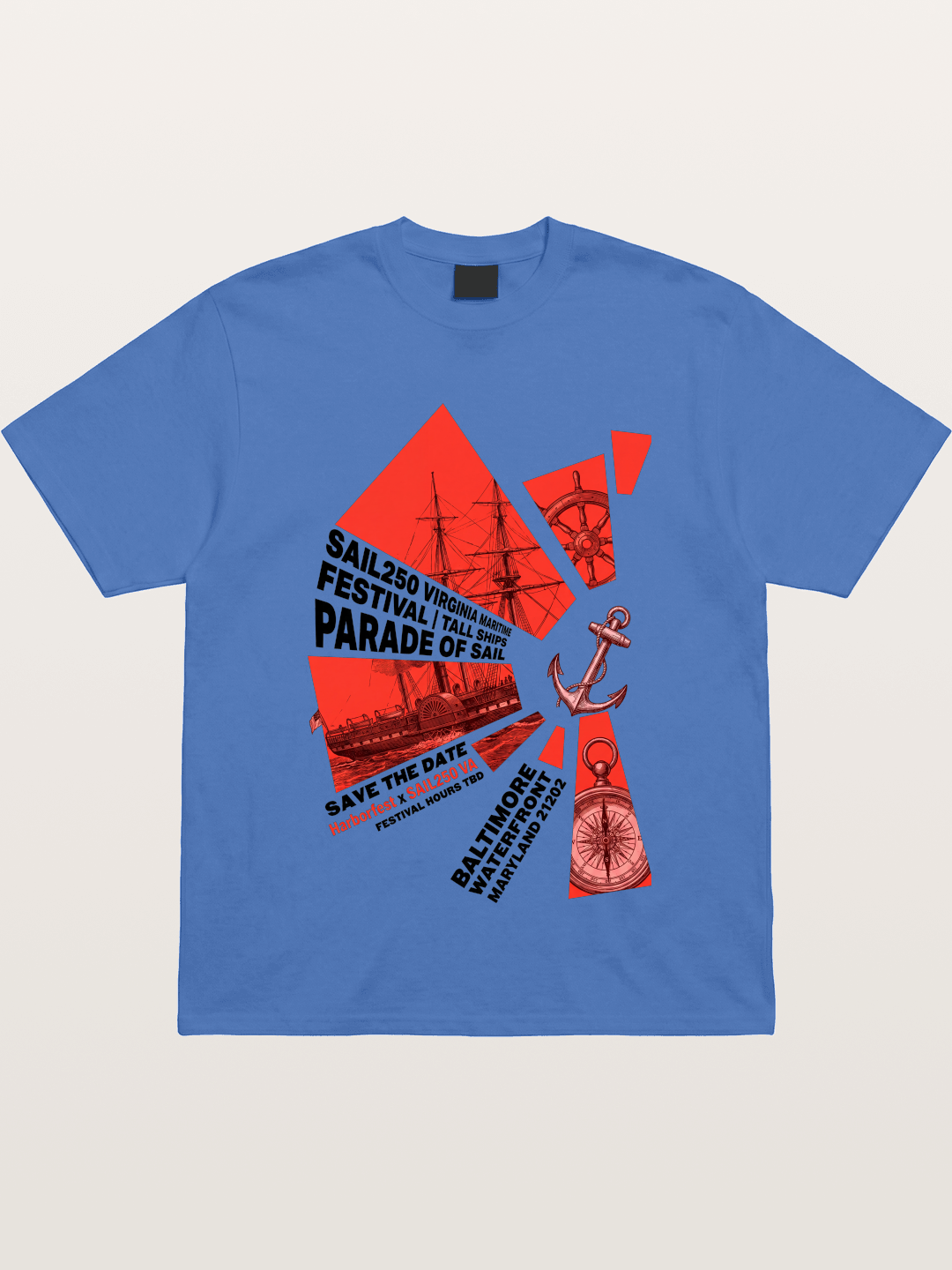 Pink Red Geometric Sail Poster Gildan T-shirt