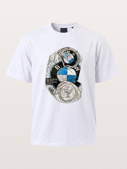 Crushed BMW Cans Collage Cotton T-shirt