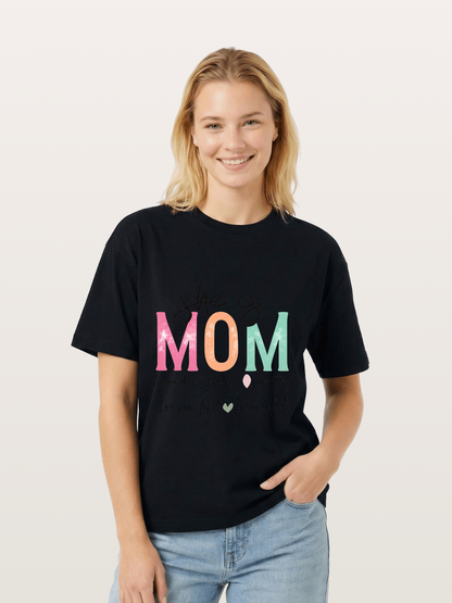 She is Mom Boho Pastel Print Gildan T-shirt