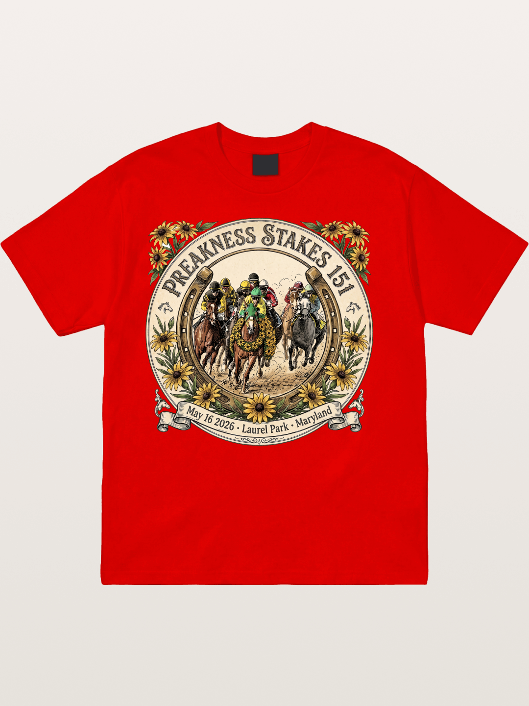 151st Preakness Stakes Horseshoe Badge Cotton T-shirt