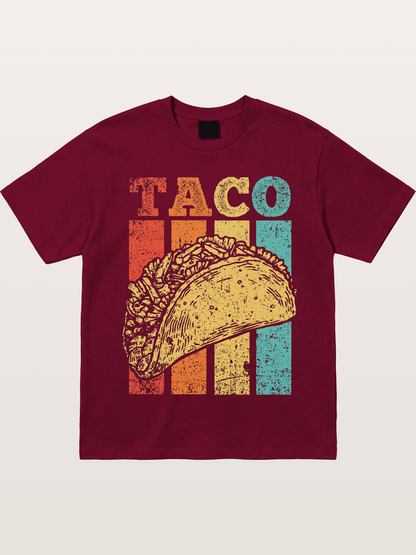 Vintage Taco Retro Stripes Food Gildan T-shirt