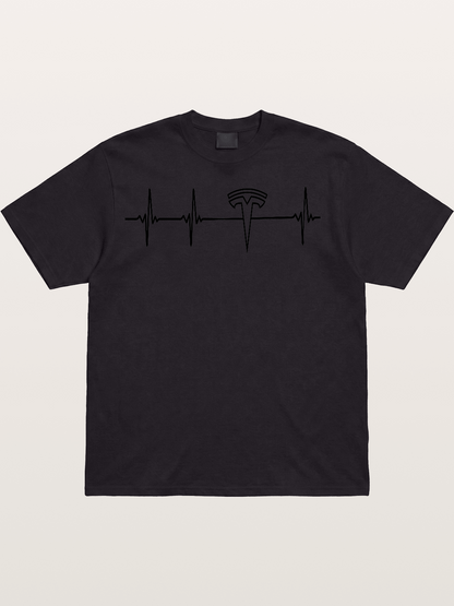 Tesla Logo Heartbeat Sticker Cotton T-shirt