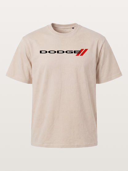 Dodge Red Strip Badge Print Cotton T-shirt