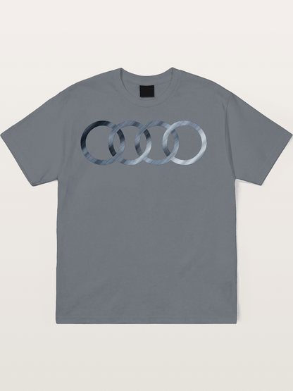 Audi Four Rings Brushed Metal Logo Cotton T-shirt