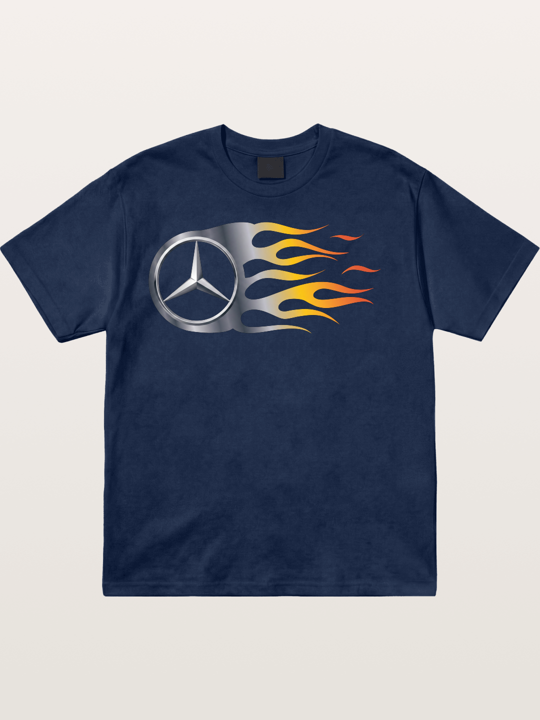 Mercedes Star With Flame Design Cotton T-shirt