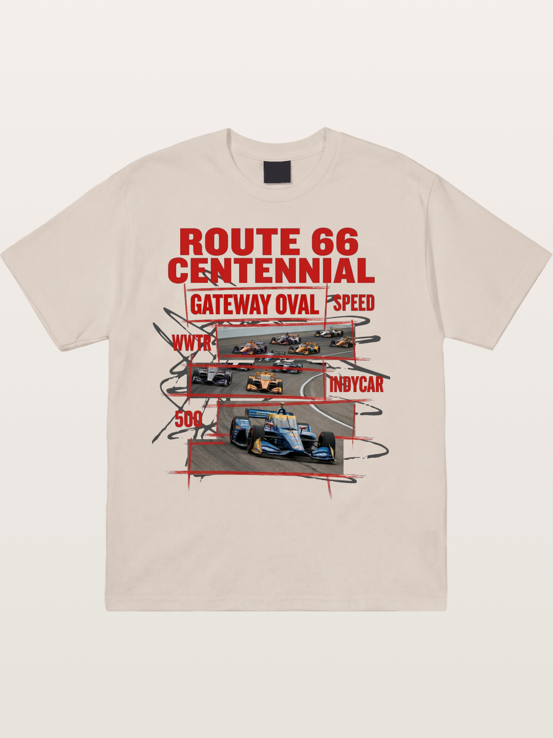Red Sketch Route66 Race Poster Cotton T-shirt