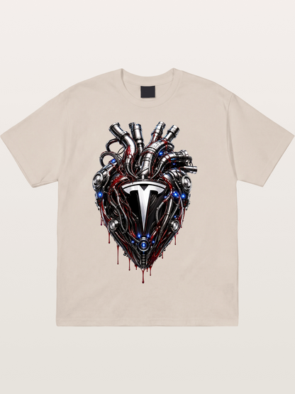 Tesla Mechanical Heart Art Cotton T-shirt