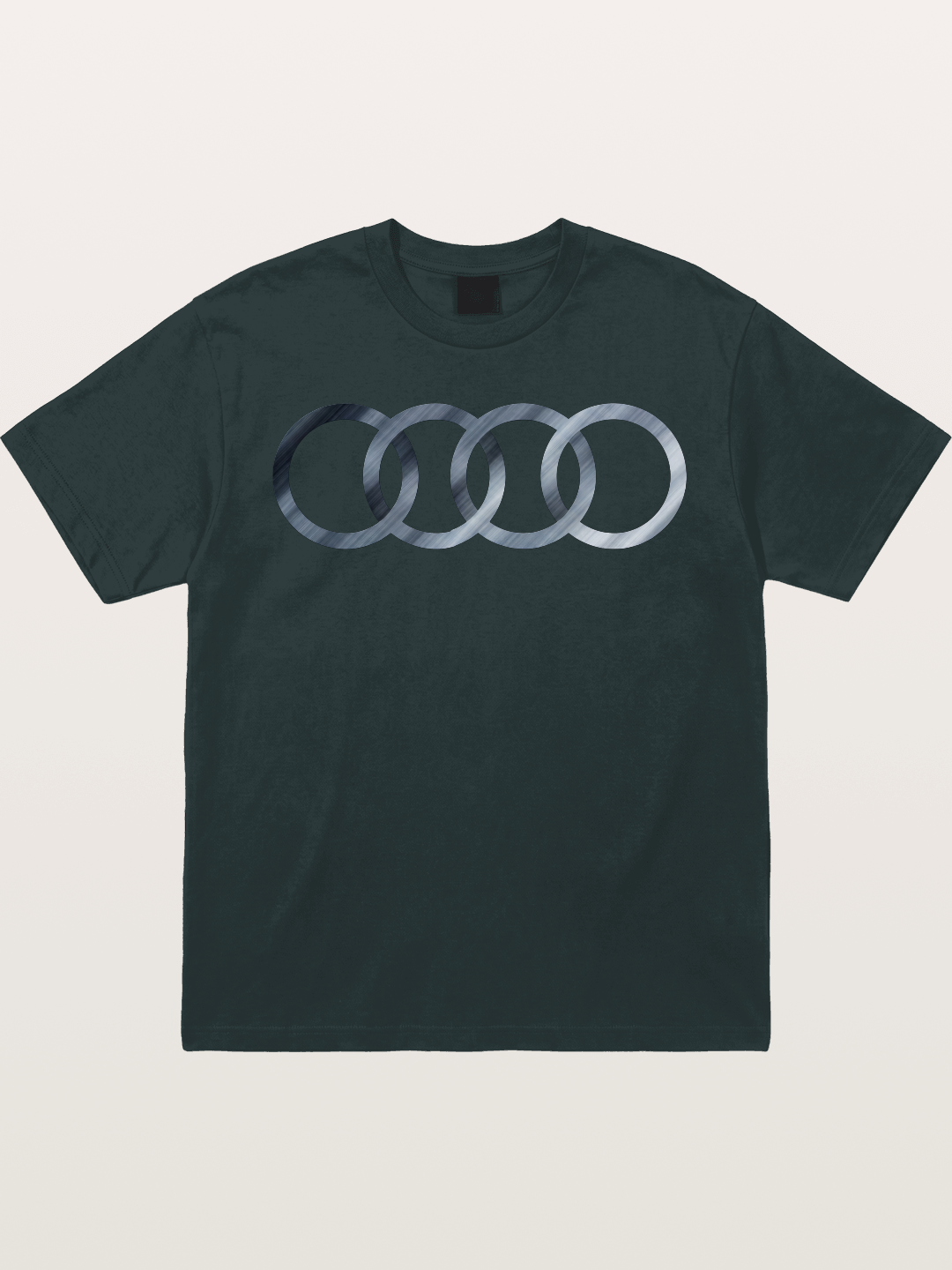 Audi Four Rings Brushed Metal Logo Gildan T-shirt