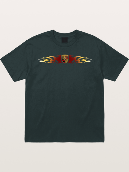 Porsche Crest Flame Stripe Gildan T-shirt