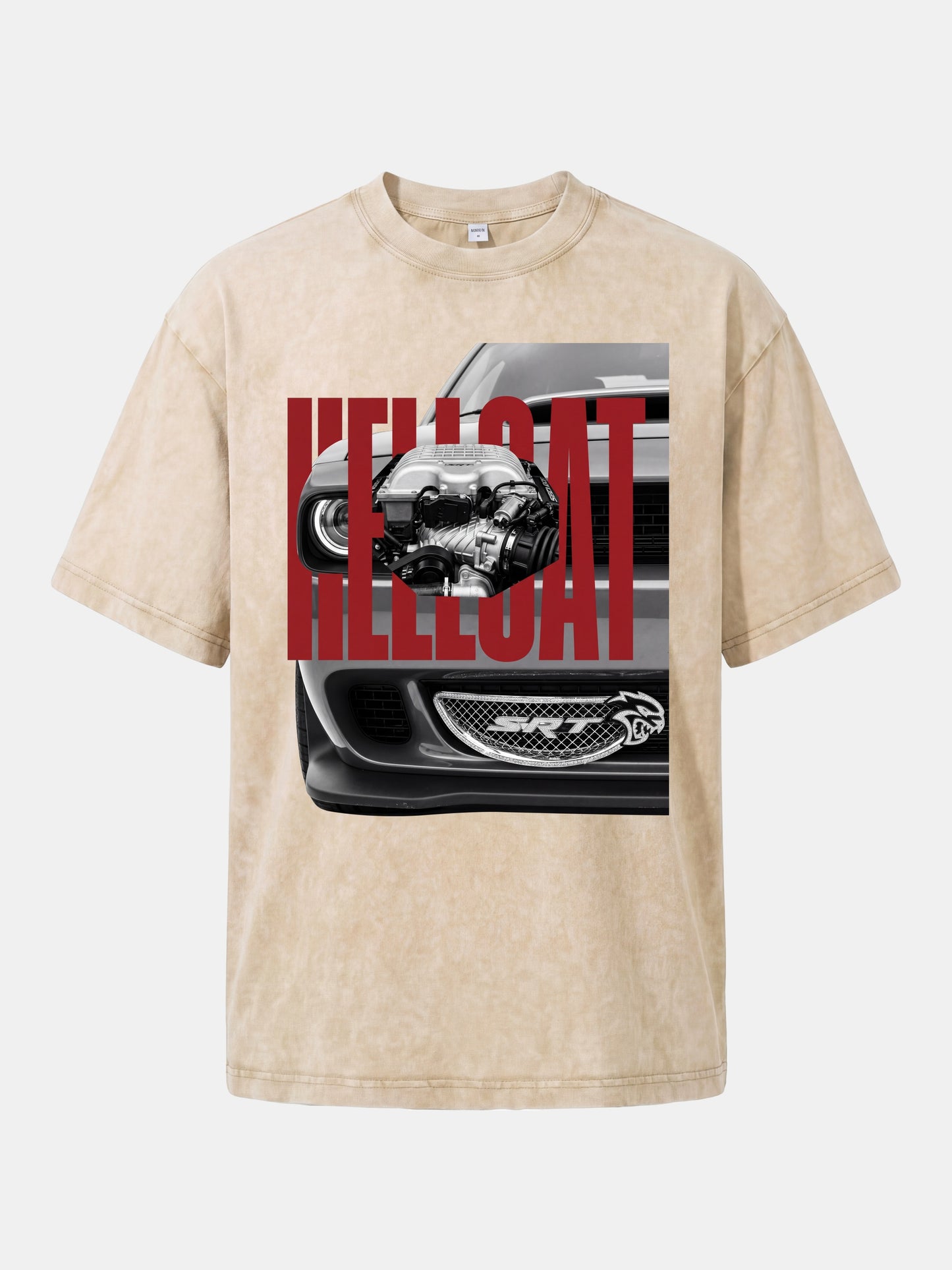 Hellcat Engine Overlay Art Washed T-shirt
