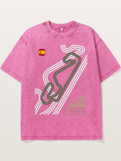 Spanish F1 Catalunya Circuit Layout Washed T-shirt