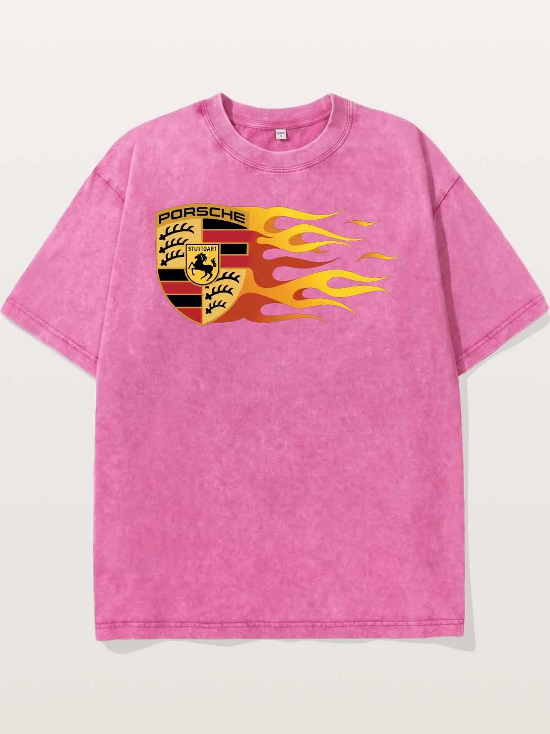 Porsche Crest With Flame Accents Washed T-shirt