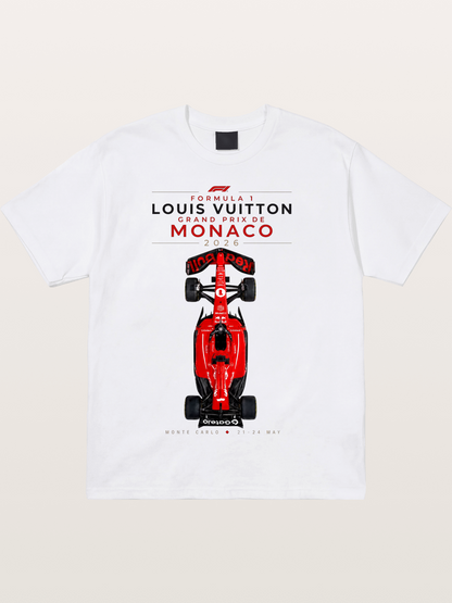 LV Monaco F1 Red Race Car Cotton T-shirt