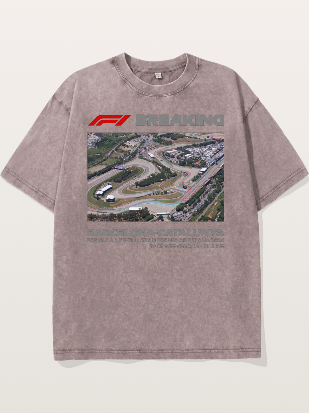 Barcelona Catalunya Track Aerial View Washed T-shirt