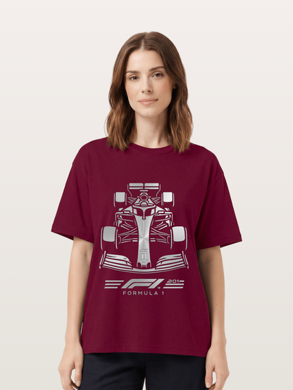 Silver F1 Car Line Art Print Gildan T-shirt