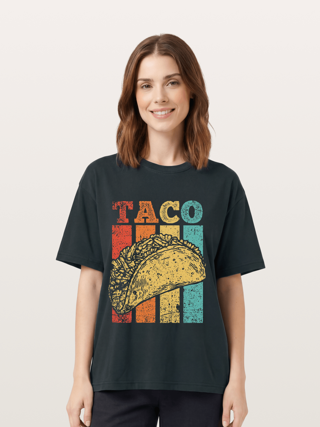 Vintage Taco Retro Stripes Food Gildan T-shirt