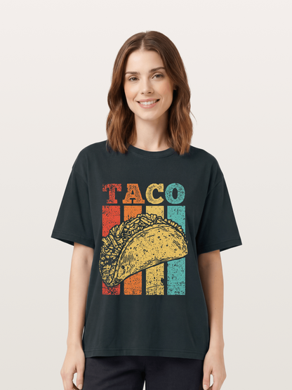 Vintage Taco Retro Stripes Food Gildan T-shirt