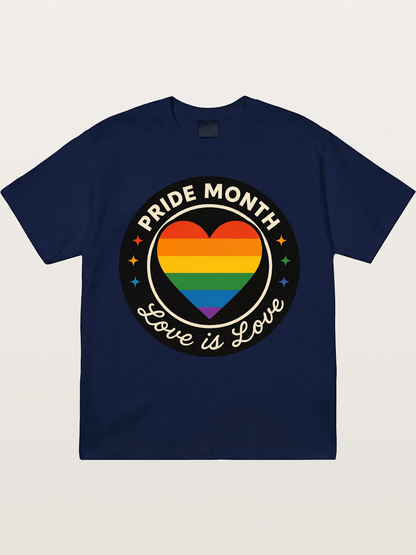 Pride Month Love Is Love Heart Badge Gildan T-shirt