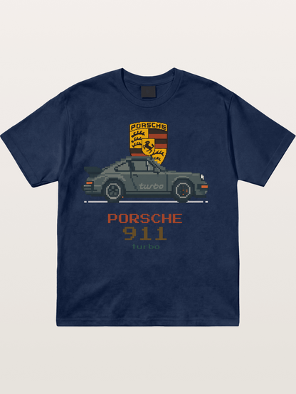 Porsche 911 Turbo Pixel Art Cotton T-shirt