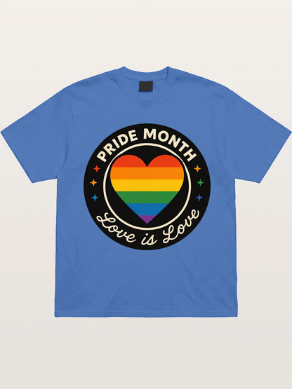 Pride Month Love Is Love Heart Badge Gildan T-shirt