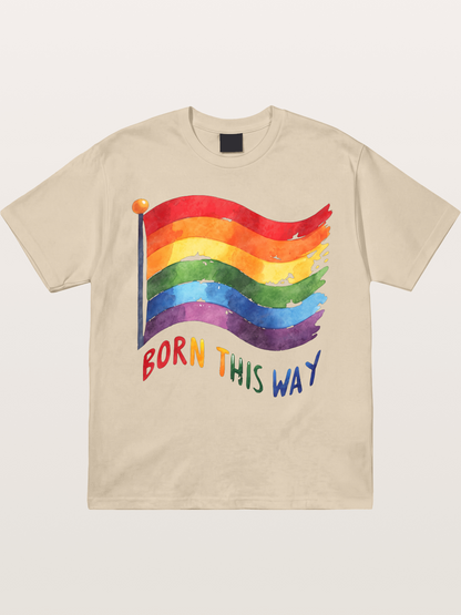 Born This Way Watercolor Rainbow Flag Gildan T-shirt