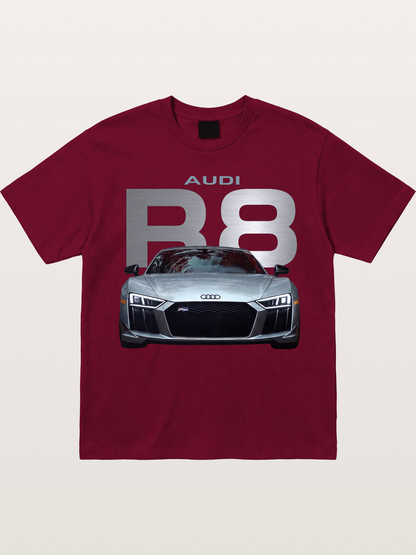 Audi R8 Silver Supercar Front Gildan T-shirt