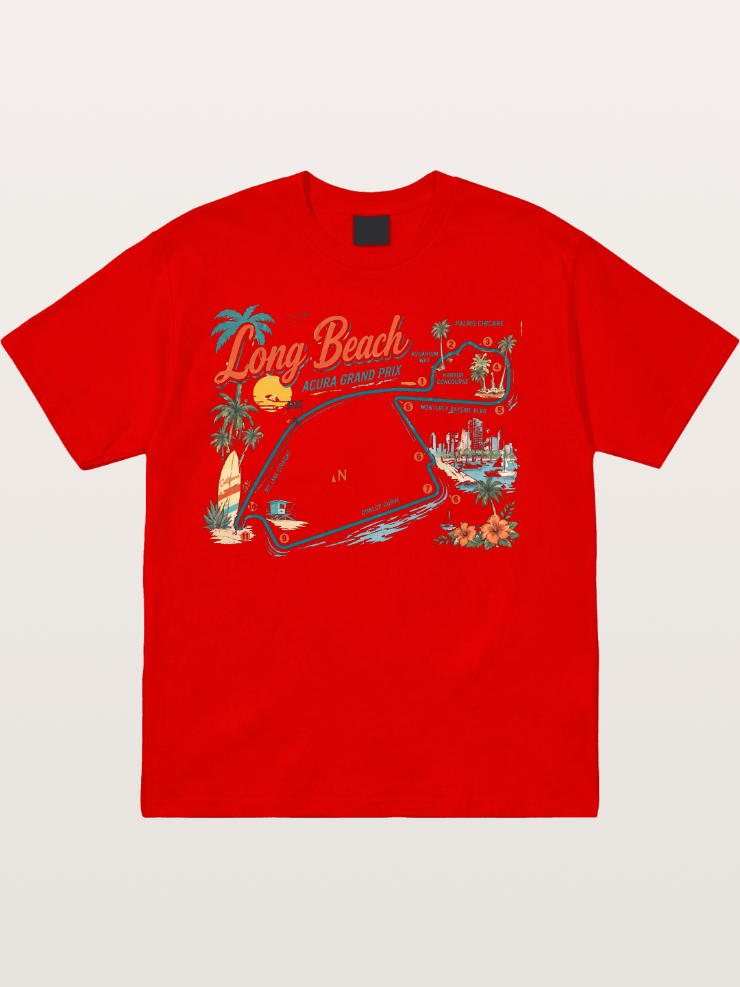 Long Beach Circuit Track Map Graphic Cotton T-shirt