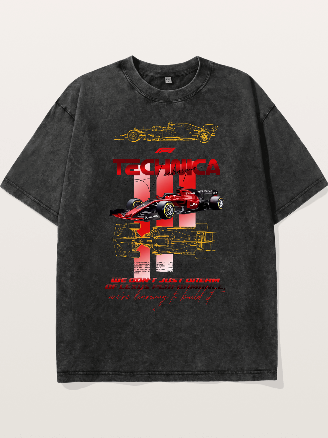 Red F1 Lexus Tech Racing Card Washed T-shirt