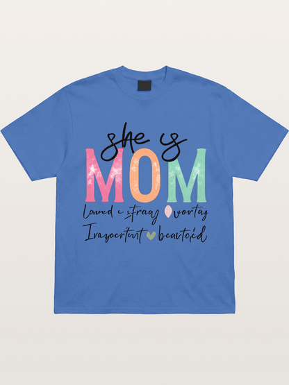 She is Mom Boho Pastel Print Gildan T-shirt