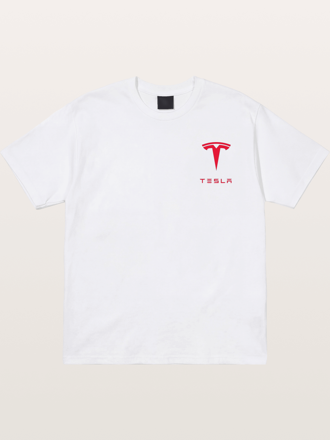 Tesla Red Logo Sticker Cotton T-shirt