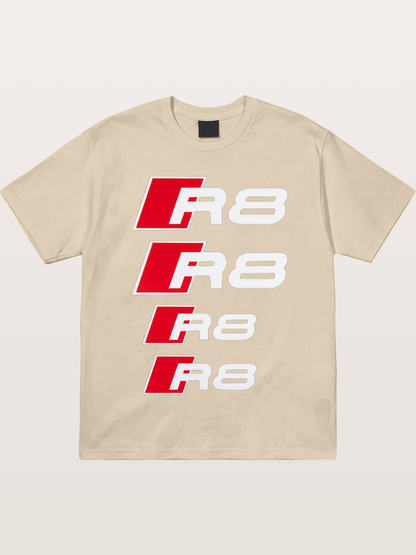 Audi R8 Red Repeated Text Gildan T-shirt