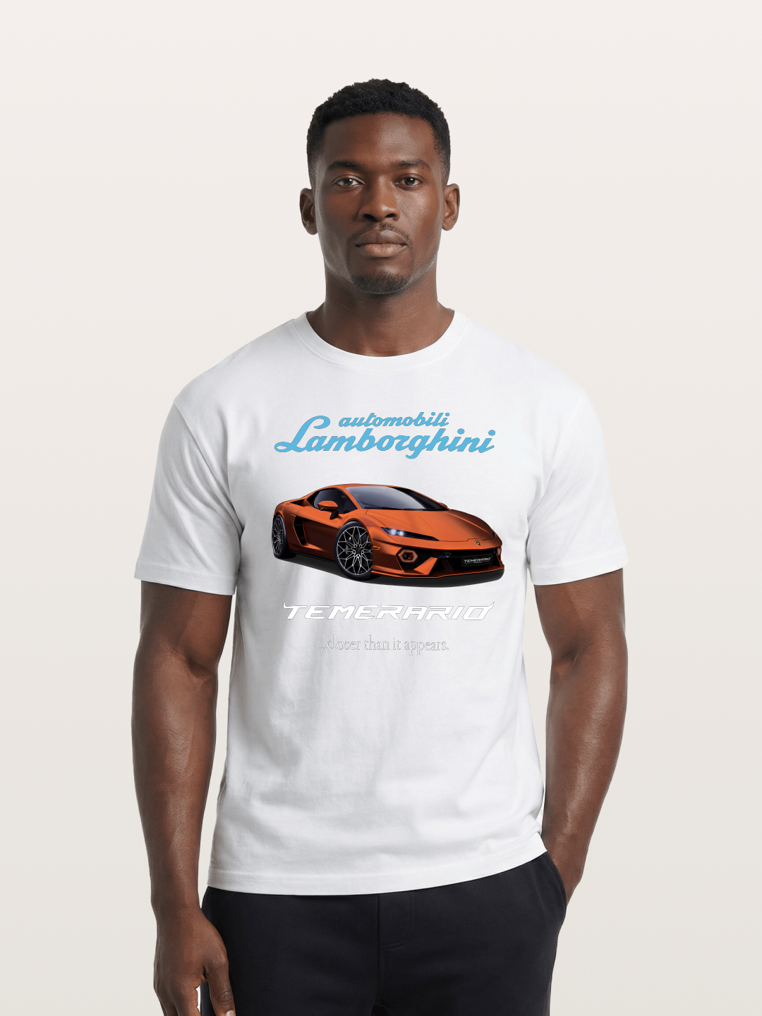 Lamborghini Temerario Orange Sports Car Cotton T-shirt