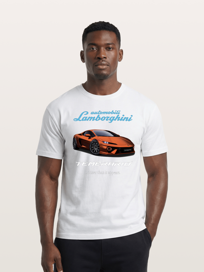 Lamborghini Temerario Orange Sports Car Cotton T-shirt